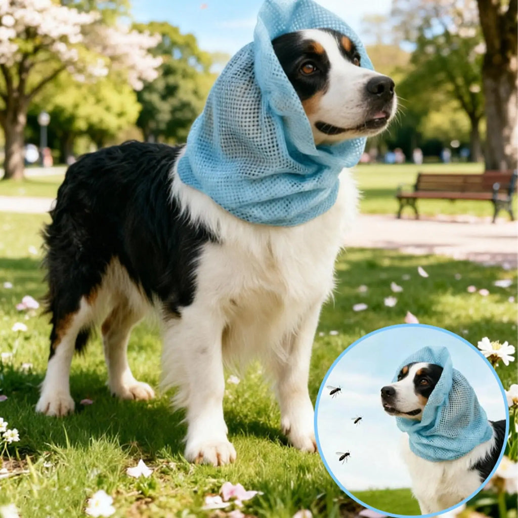 Dog Ear Wrap Breathable Mesh Protector Anti Mosquito Pet Head Cover