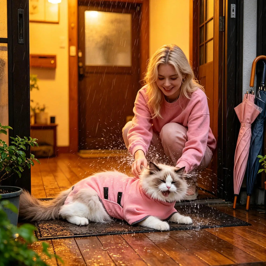 Dog Bath Towel Soft Fleece Absorbent Robe Pet Cat Bathing Supplies