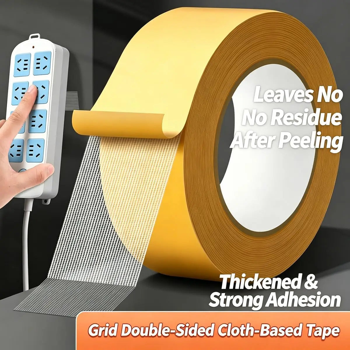 Yellow Double-Sided Mesh Tape 3cm x 10m – Waterproof Carpet Tape