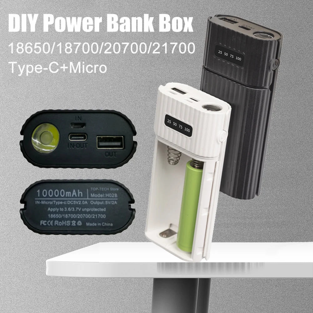18650/18700/20700/21700 Battery Charger Adapter Battery Pack DIY Power Bank for iPhone Power Bank Case Box excluding battery Zpaxo