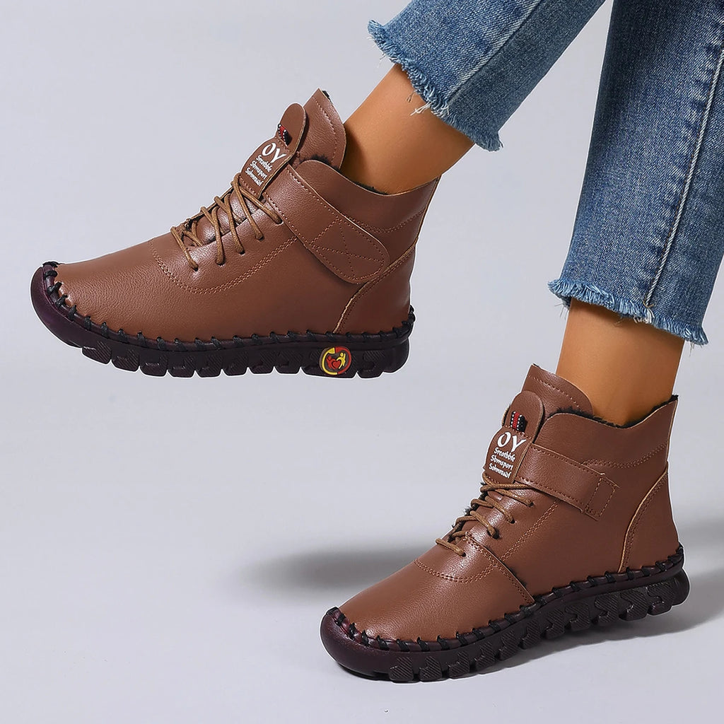 Women Boots 2025 New Comfortable Flat Ankle Boots Luxury Casual Thickened Warm Mom Shoes Fashion Handmade Cotton Shoes Women Zpaxo