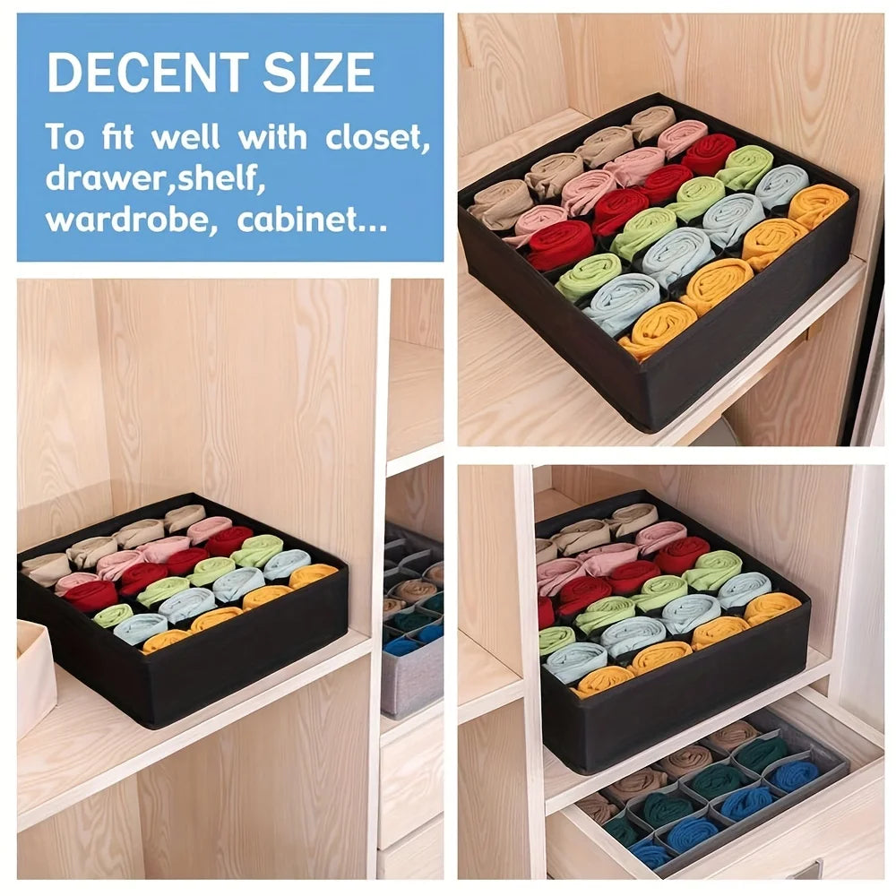 24-Cell Foldable Drawer Organizer Tension Mount Moisture-proof