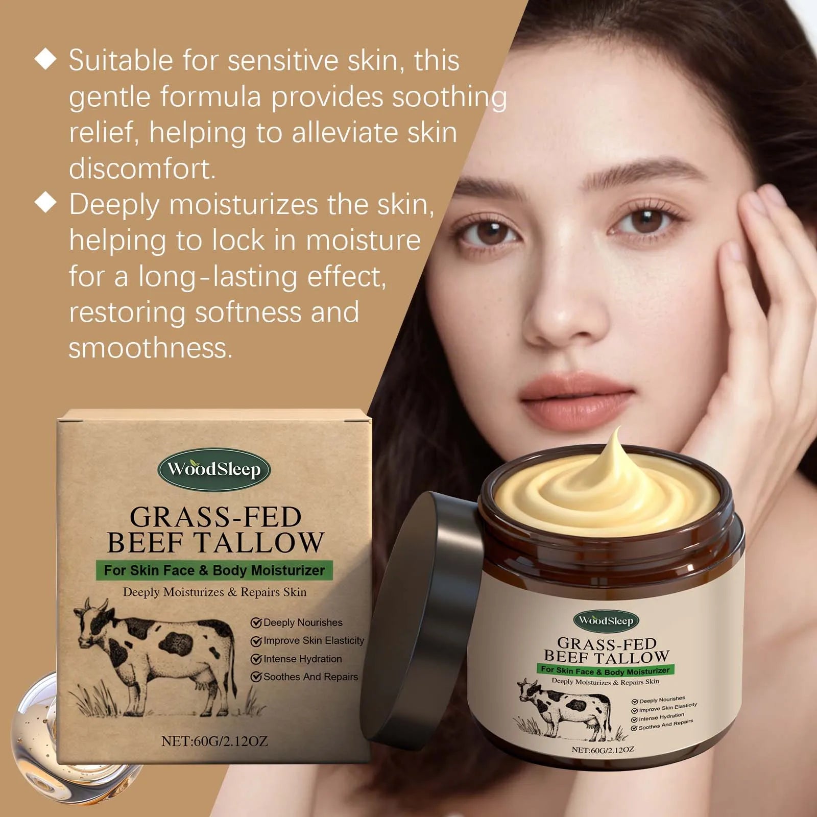 Face Body Massage Tallow Balm Natural Whipped Hydrating Lotion Brightening Skin Oil Control Shrink Pores Firming Lifting Cream Zpaxo