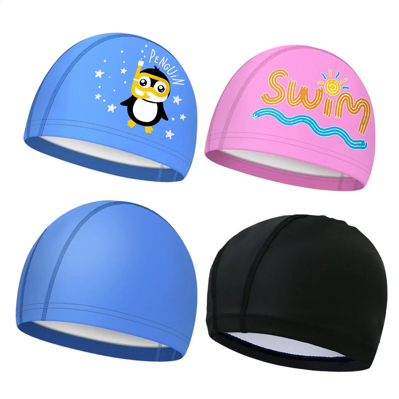 Kids Swimming Caps Cute Cartoon Elastic Silicone Boys and Girls Swimming Gear Long Hair Waterproof Ear sProtection Swim Caps Zpaxo