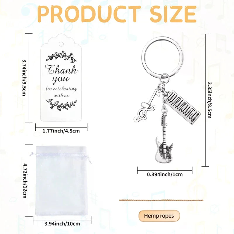 20 Sets Music Party Favors Bulk Keychain Cards Organza Bag Birthday Zpaxo