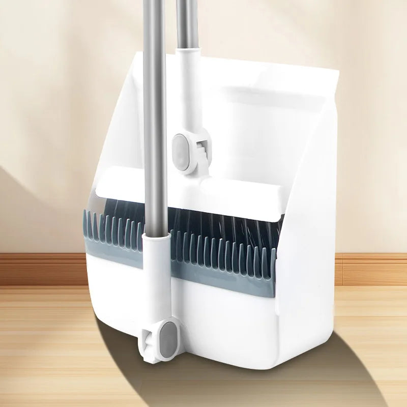 Upright Broom & Dustpan Set | Long Handle, 180° Rotation Broom & Dustpan Set Zpaxo