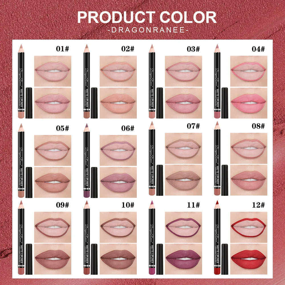 12-Piece Lip Liner Set Velvet Matte Non-Stick Cup Lipstick Waterproof and Sweat-Proof Whitening Autumn and Winter Lip Liner Set Zpaxo