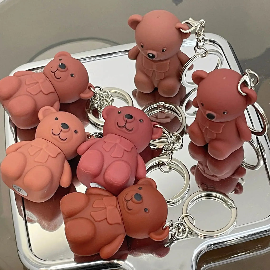 Keychain Design Cute Bear Matte Lip Mud Lipstick Velvet Glaze Sexy Zpaxo