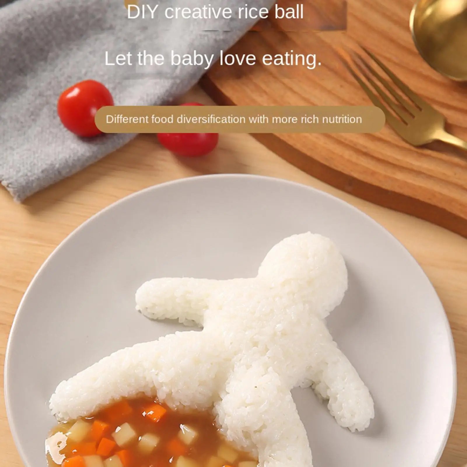 Cute Mini Rice Ball Maker Mold Human Shape Non-stick PP Sushi Shaper