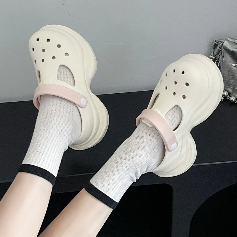 SHAJI Women Cloud Clogs EVA Thick Platform Hole Shoes Non Slip Soft