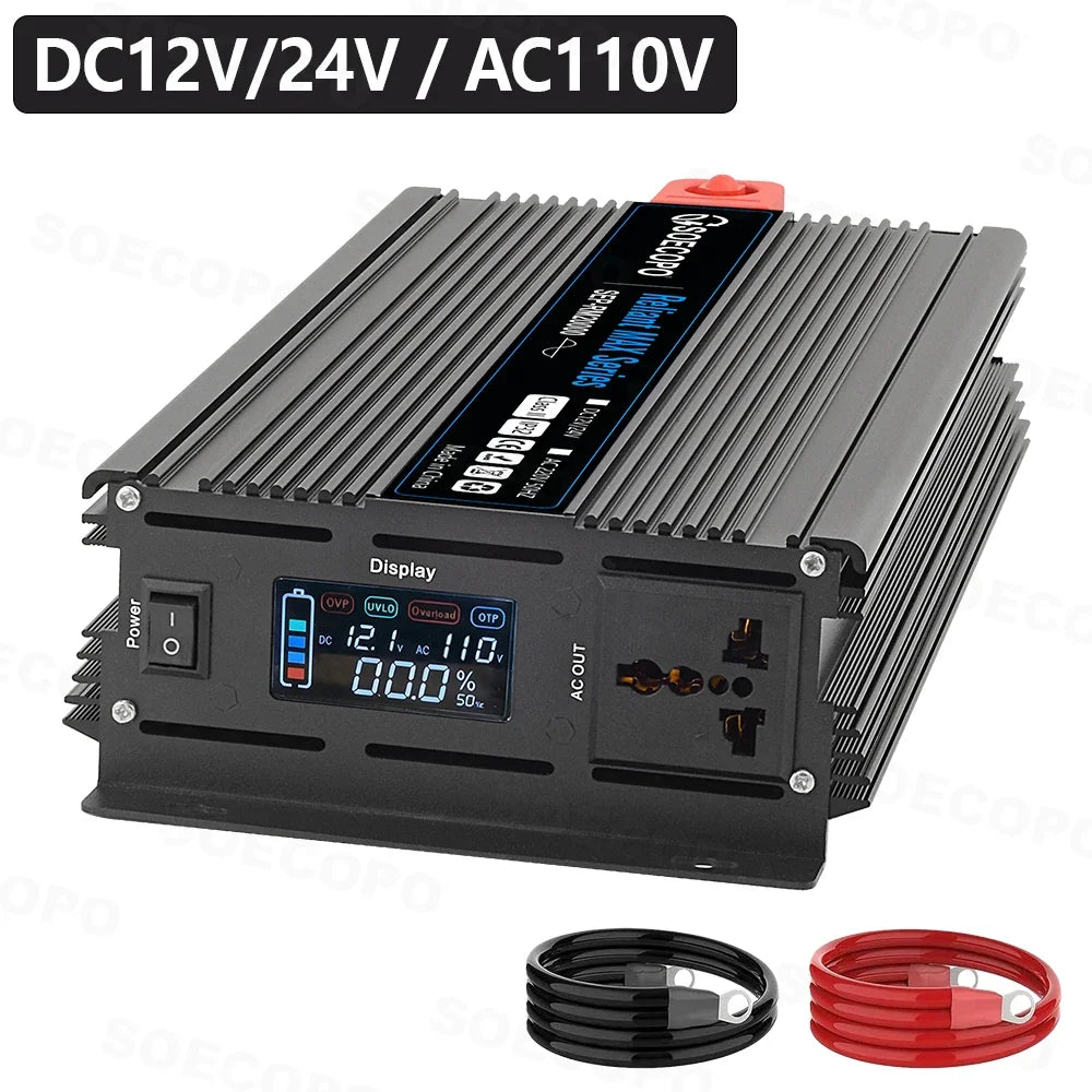 20000W Peak Power Inverter 12V DC to 110V/220V AC Inverter with LCD Display Smart Cooling for RV Camping Home Emergency Backup Zpaxo 12V 24V to 110V