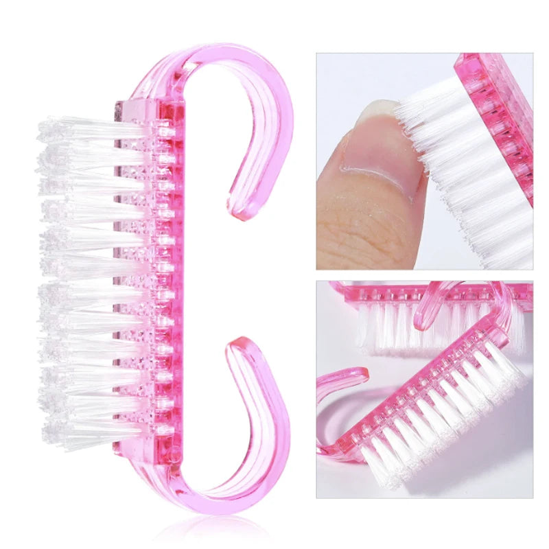 1/10pcs Acrylic Nail Brush Pink Blue Purple Remove Dust Plastic Cleaning Nail Brushes Nail Art Manicure Soft Remover Tools Zpaxo 1pcs-Pink