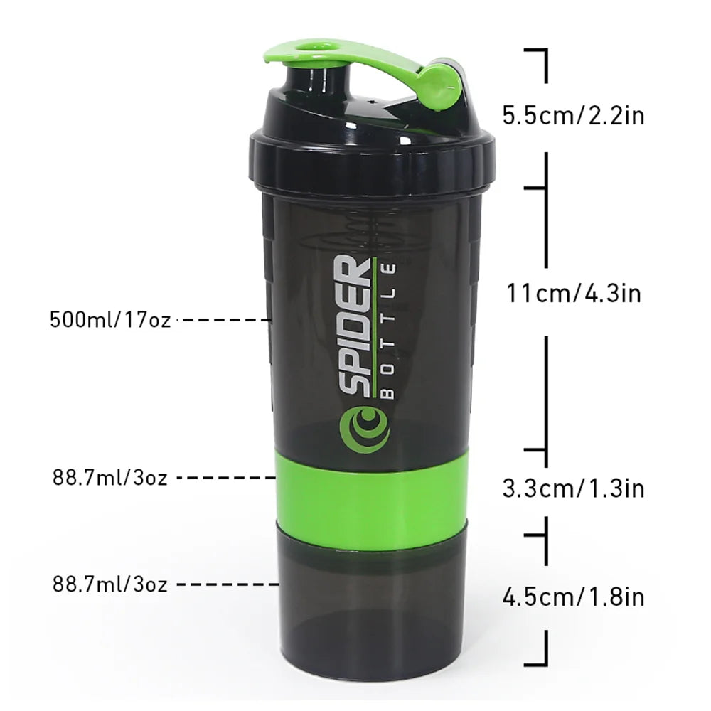3 Layers Shaker Protein Bottle Powder Shake Cup Water Bottle Plastic Mixing Cup Body Building Exercise Bottle Zpaxo