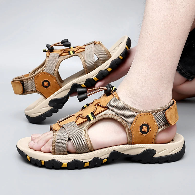 Summer Men Sandals Leather Mens Casual Shoes Outdoor Beach Roman