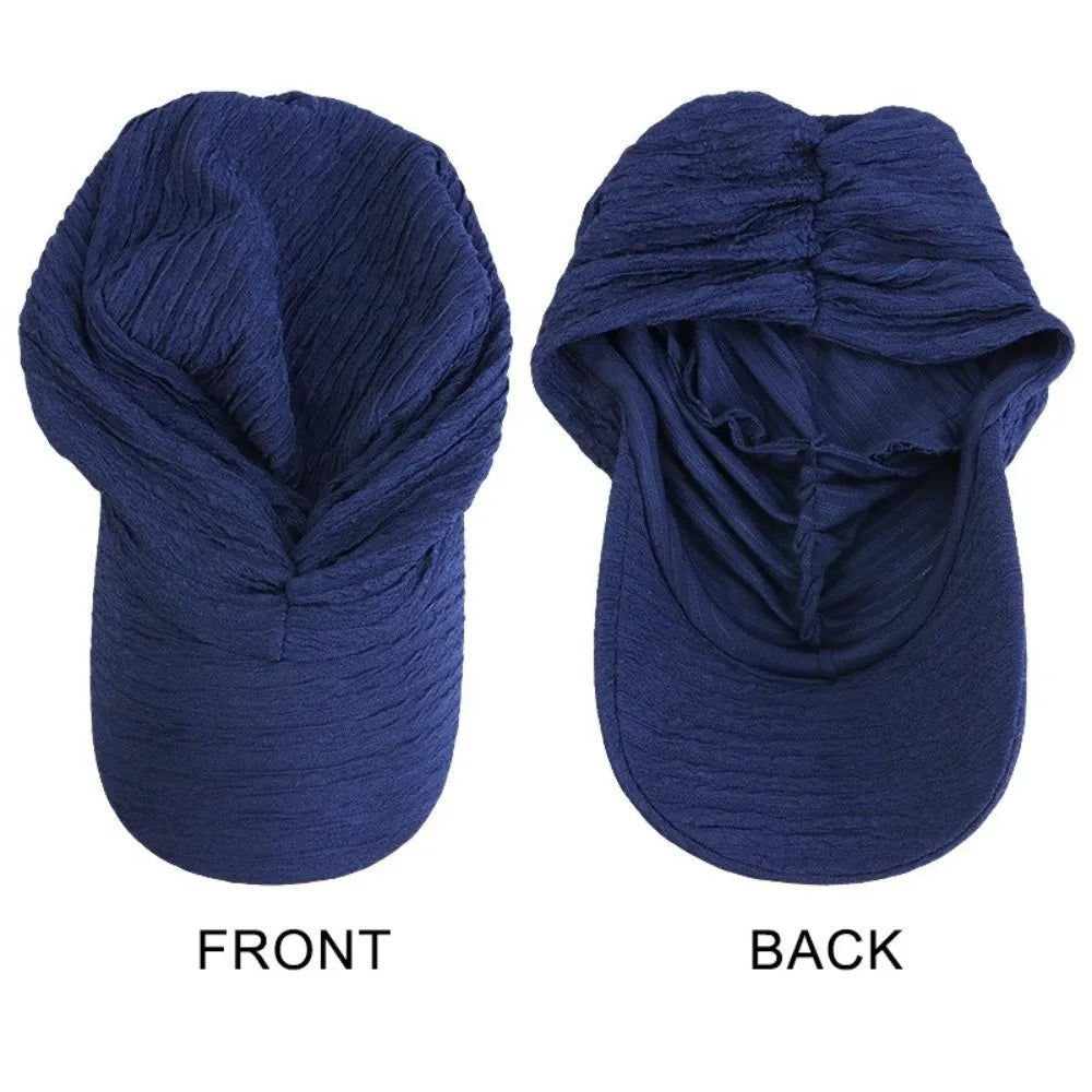 Simple Solid Color Headwraps Hat Wide Brim Casual Sun Hat Baseball Hijab Cap Women Zpaxo