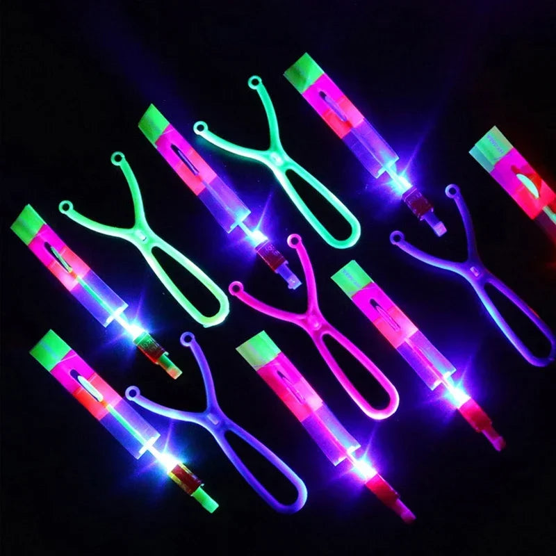 New 50/30/10/5/1Pc Amazing Light Toy Arrow Rocket Helicopter Flying LED Light Toys Party Fun Best Gifts Rubber Band Catapult Zpaxo