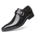 Pointed Toe British Men's Leather Shoes Buckle Low Heel Single Large Zpaxo R2512 Black 38 China Mainland