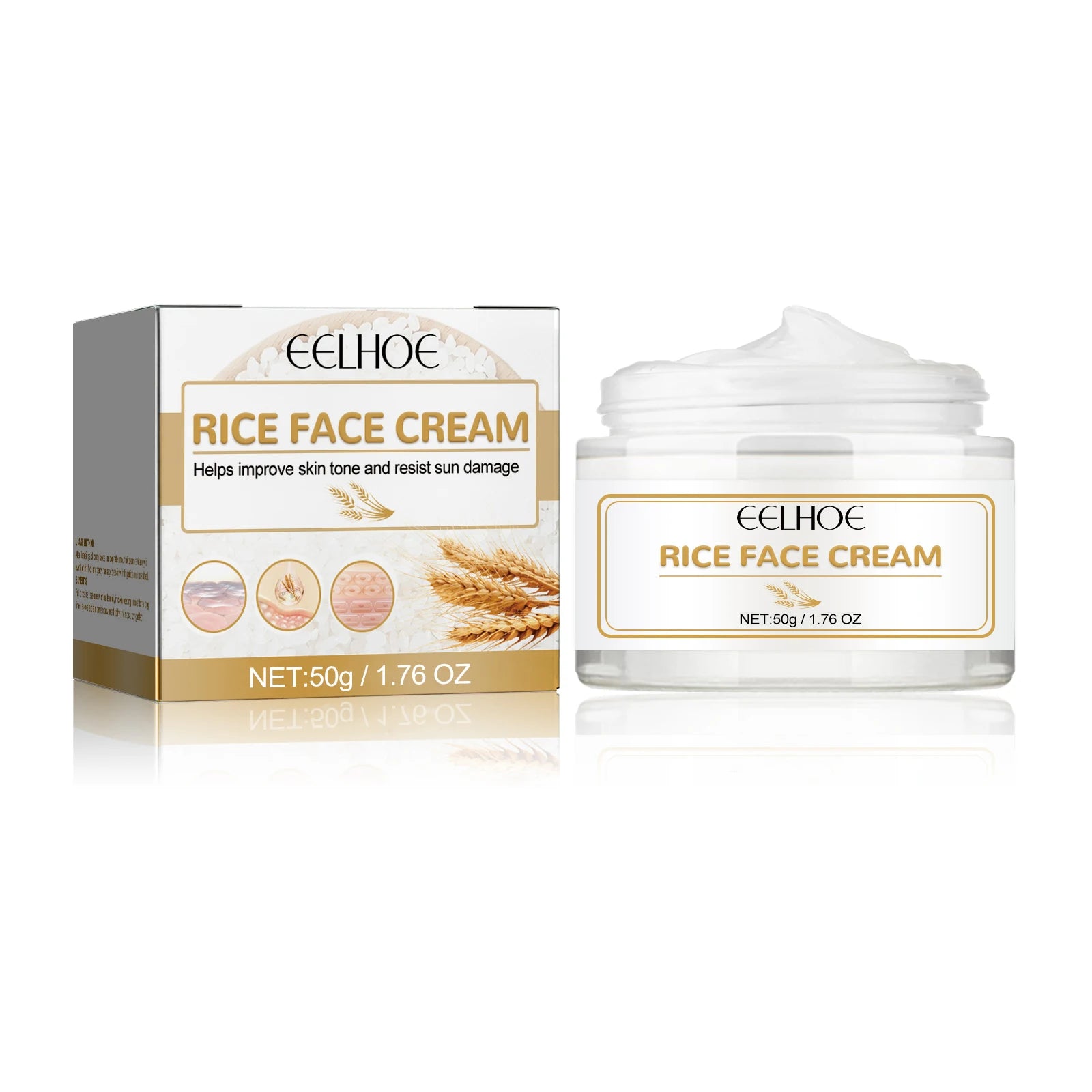 White Rice Face Cream Moisturizing Firming Fade Fine Lines Tighten Pores Lighten Dark Spots Nourishing Brightening Face Cream Zpaxo 50g Boxed
