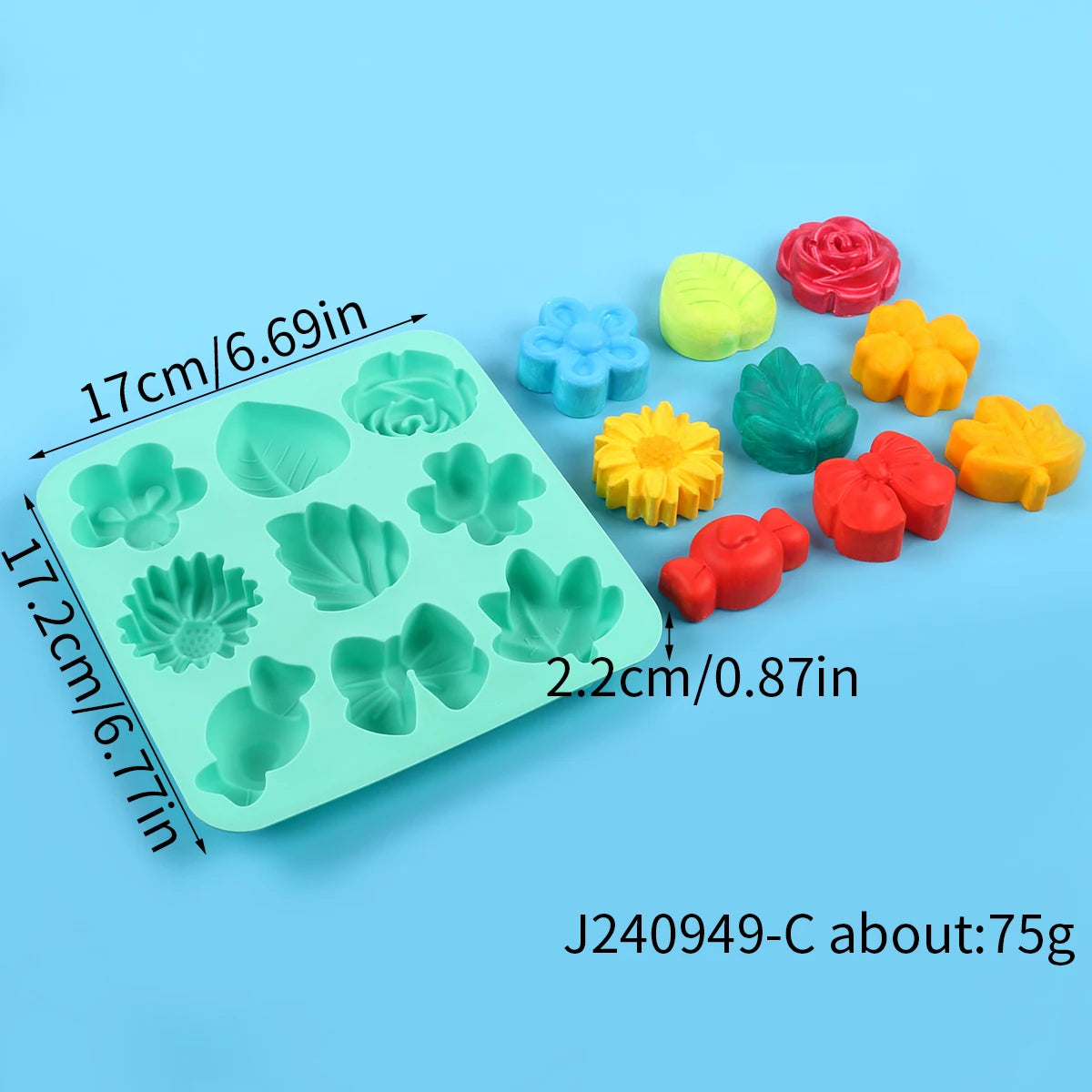 9-Cavity Flower Silicone Mold DIY Chocolate Fondant Cake Decorating Flower Maple Leaf Bow Candy Jelly Dessert Cupcake Baking Zpaxo Green