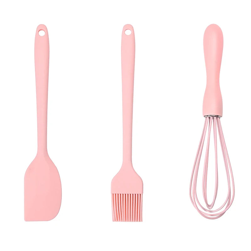 3PCS/SET Whisk Barbecue Oil Brush Gadget Kitchen Supplies Silicone Baking Set Cake Cream Spatula Scraper Kitchen Household Egg Zpaxo