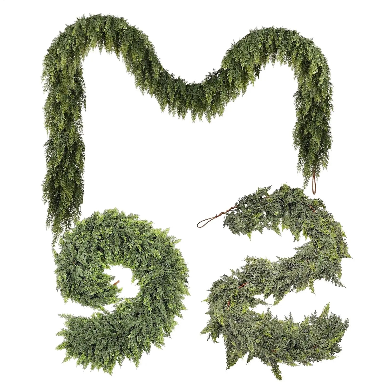 Christmas Garland Artificial Cedar Pine Realistic Foliage Winter