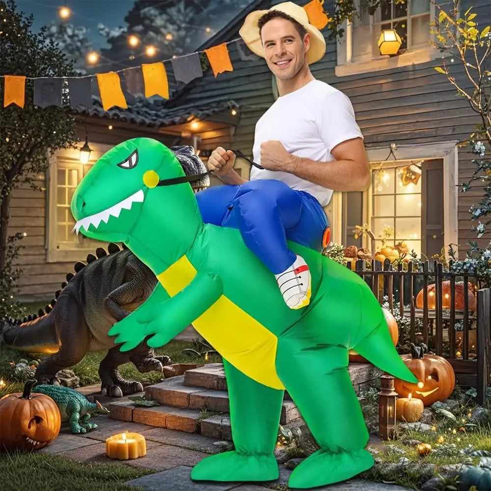 Halloween Adult Ride-on Dinosaur Costume Funny Cosplay Walking Suits