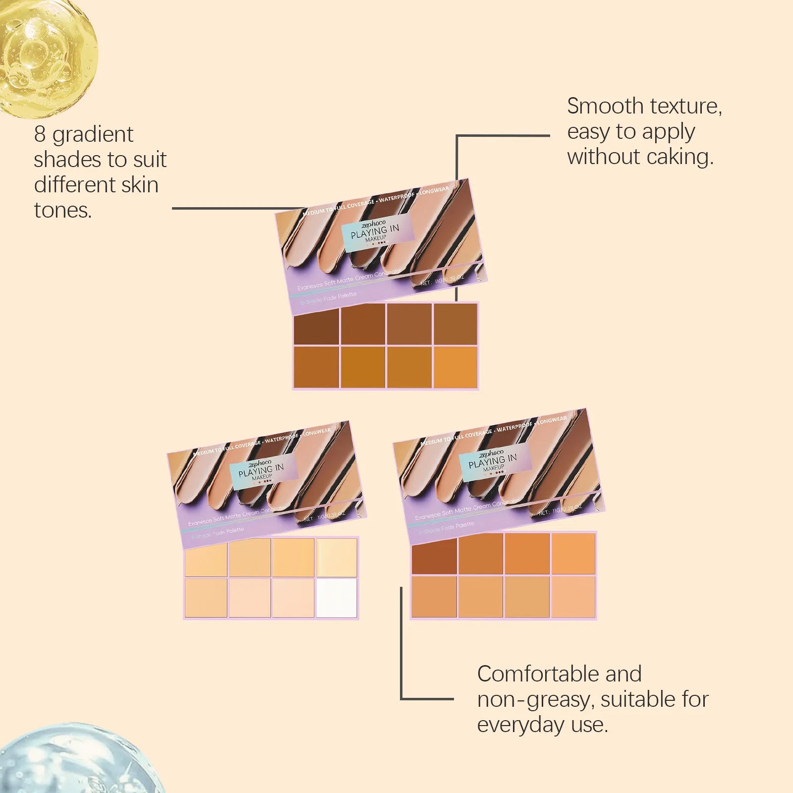 Long-lasting Waterproof Soft Matte Gradient Concealer Naturally Lightweight and Smooth Transparent Makeup Gradient Concealer Zpaxo