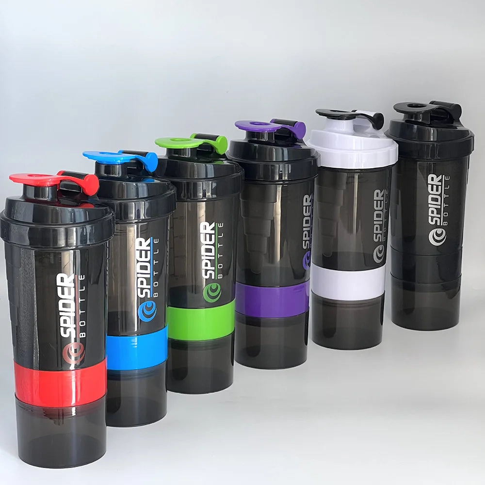 3 Layers Shaker Protein Bottle Powder Shake Cup Water Bottle Plastic Mixing Cup Body Building Exercise Bottle Zpaxo