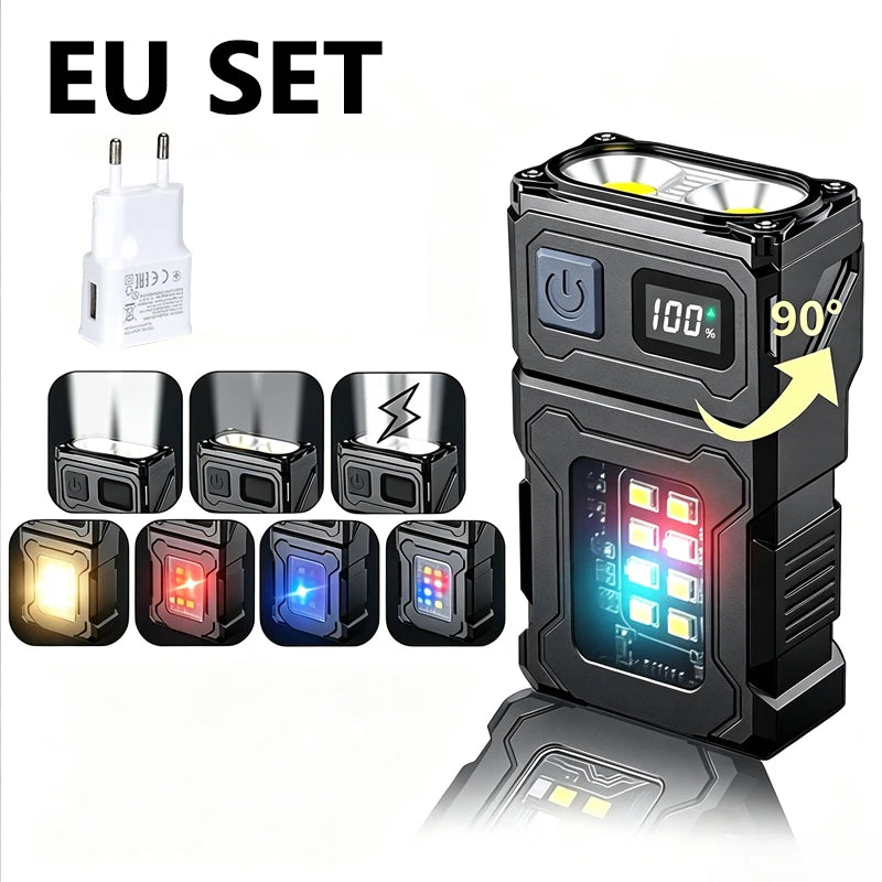 Mini Keychain Flashlight Rechargeable Camping Lamp Safety Warning Zpaxo EU Set