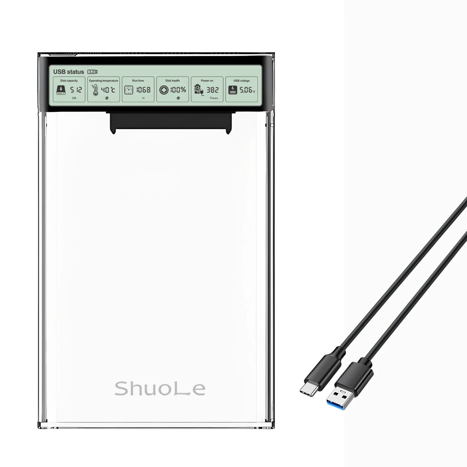 HDD Case Enclosure Box 2.5 SSD SATA To USB 3.2 With 5Gbps Adapter External Housing Hard Drive Box Transparent Zpaxo
