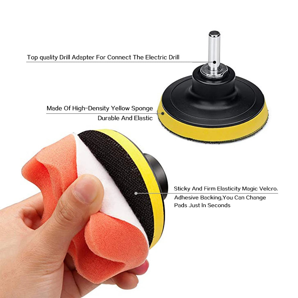 3inch Car Polishing Pad Kit 6/12PCS Sponge Polish Pads Remove Scratches Car Buffing Waxing Cleaning Set for Polisher Buffer Tool Zpaxo