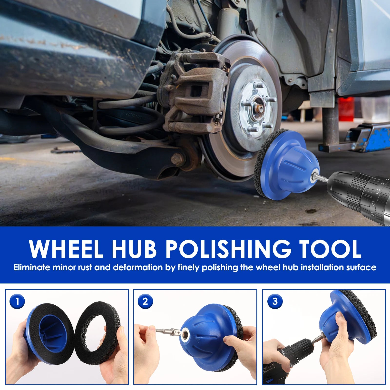 Wheel Hub Grinder Car with Adapter 150mm Silicon Carbide Disc Car Wheel Hub Cleaning Brush for Tyre Change Rim Cleaning and Rust Zpaxo