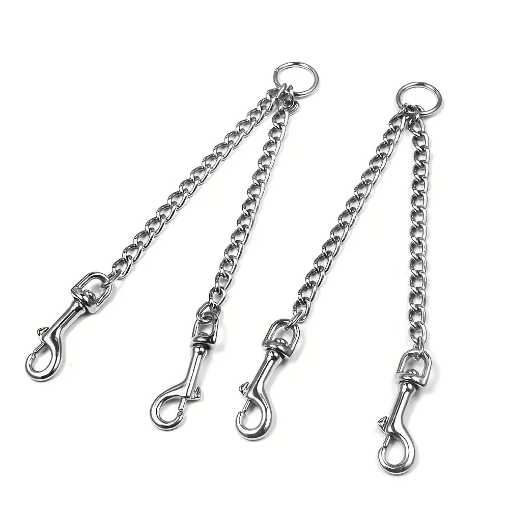 2 Dogs Leash Heavy Duty Stainless Steel Double Dog Coupler Twin Lead Zpaxo