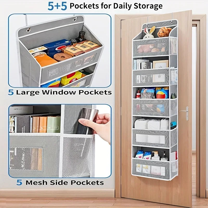 5-Shelf Hanging Storage Organizer - Behind Door, Anti-Tilt, 5 Large Capacity Pockets, Suitable for Bedroom, Bathroom Zpaxo