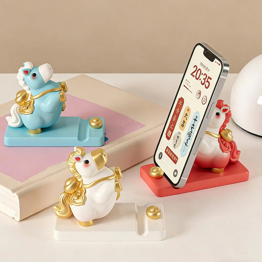 Horse Design Phone Stand Cute Cellphone Holder Wealth Blessing