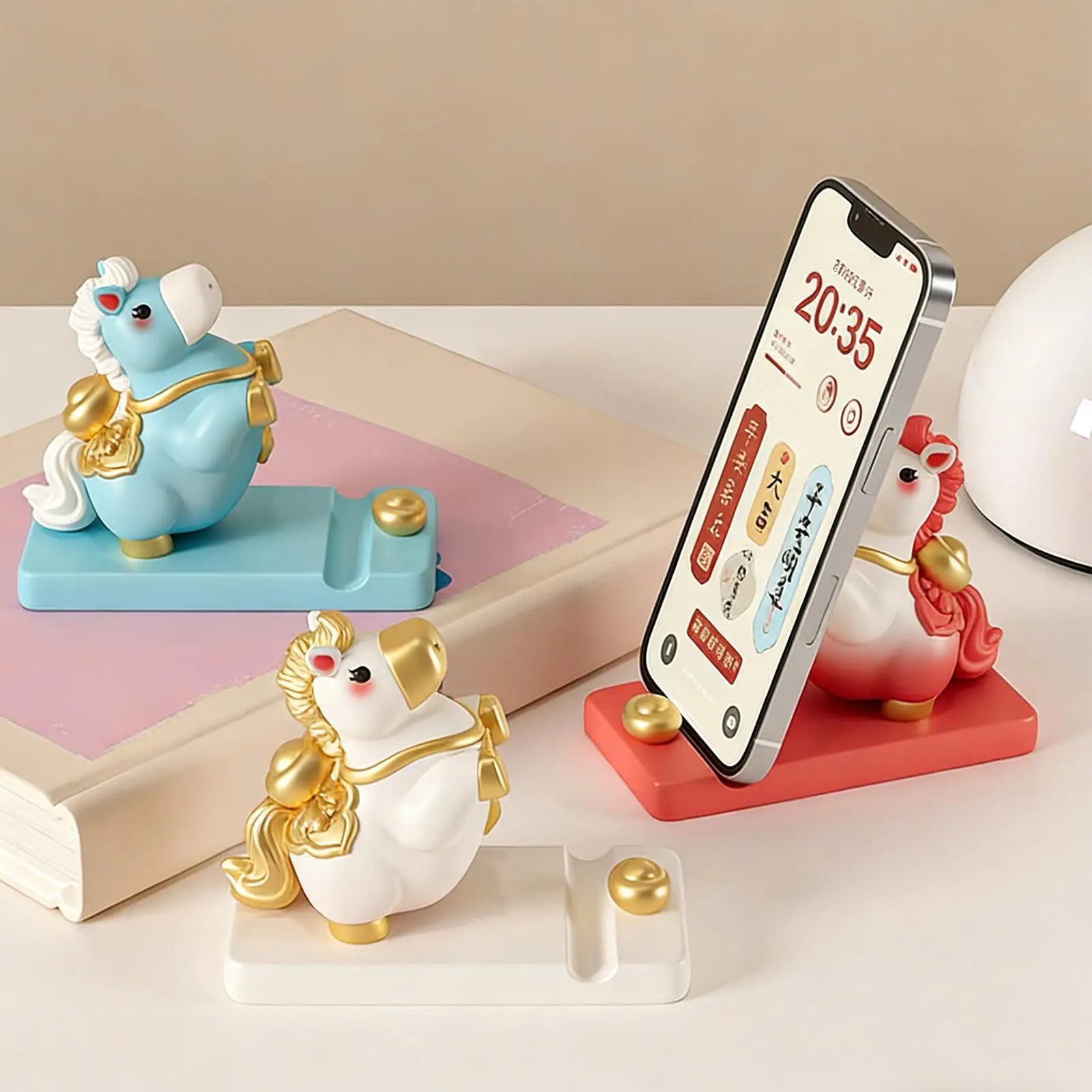 Horse Design Phone Stand Cute Cellphone Holder Wealth Blessing