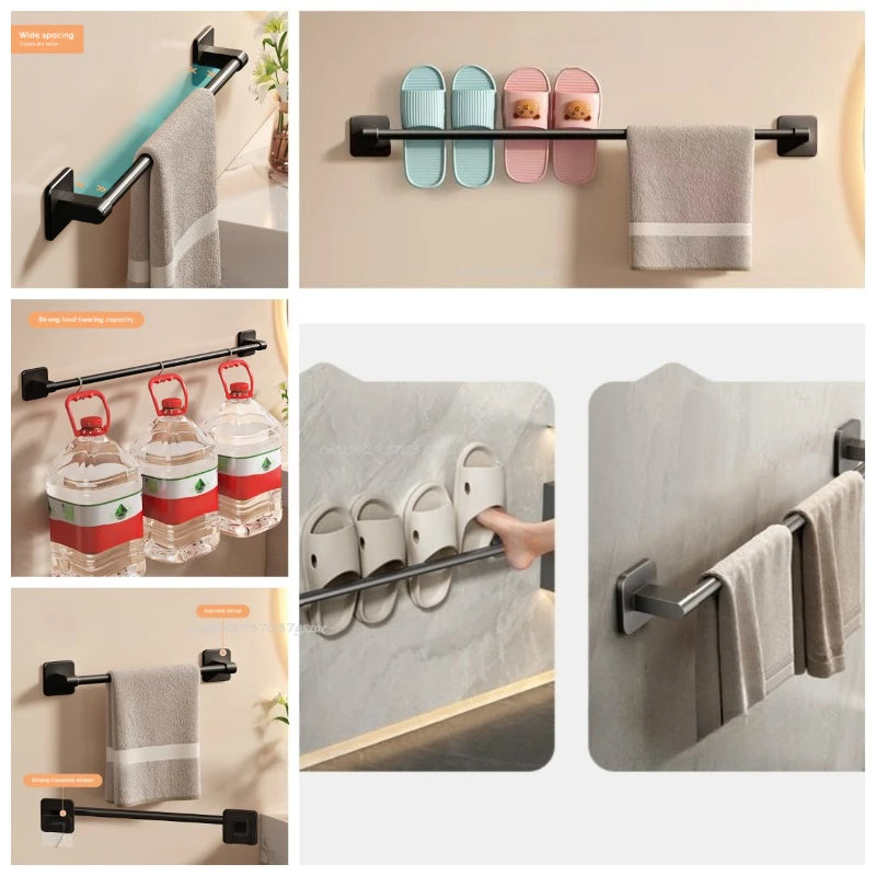 Wall Mounted Towel Rack Bathroom Storage Rack No Drilling Bathroom Horizontal Bar Towel Rack Kitchen Bathroom Accessories Zpaxo