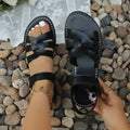 Summer Fish Mouth Open Toe Women's Sandals Comfortable Vintage Zpaxo black 41