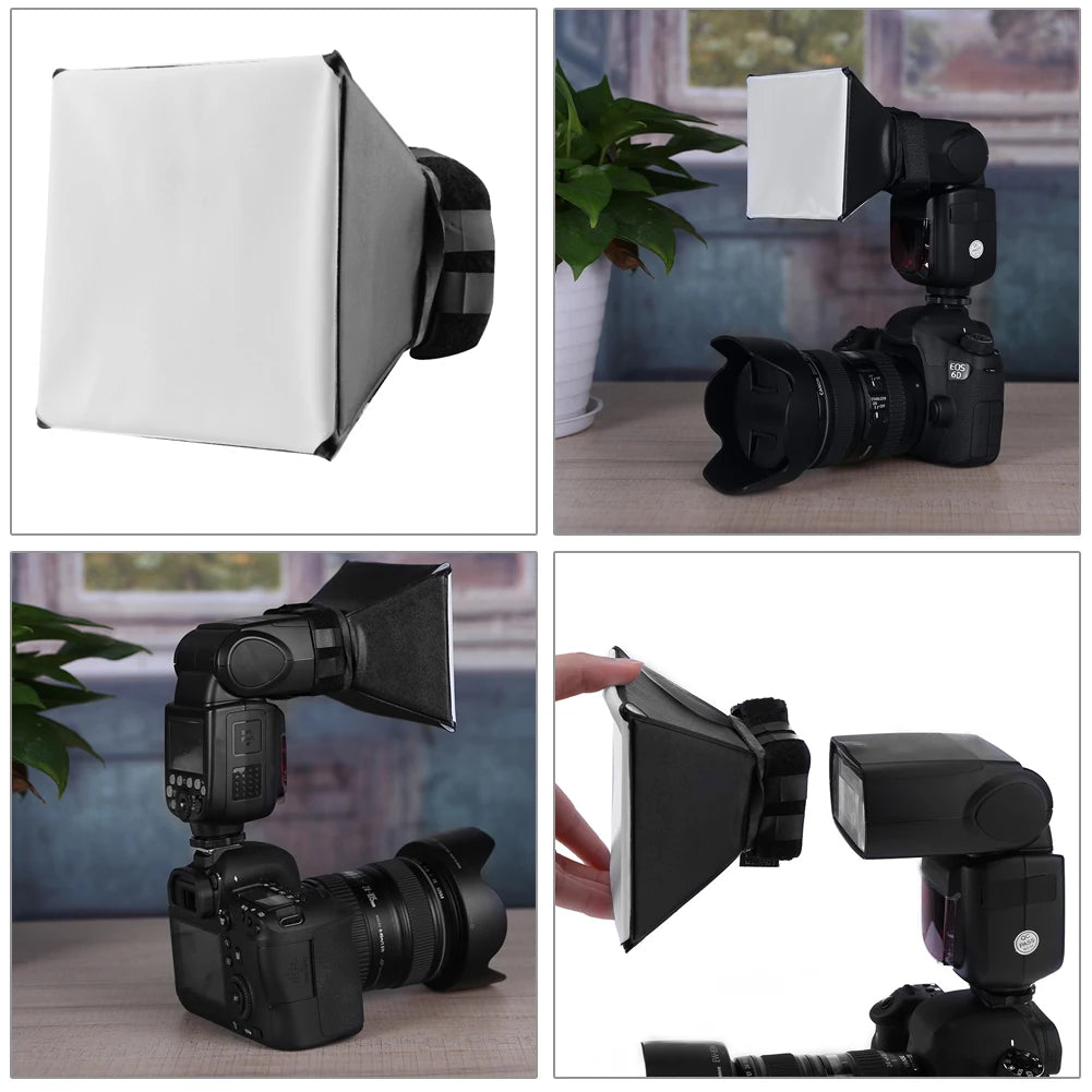 DSLR Photo Diffuser Soft Light Box 125x100mm DSLR Photo Flash Diffuser Light Soft Box Foldable Accessories for Canon for Nikon Zpaxo
