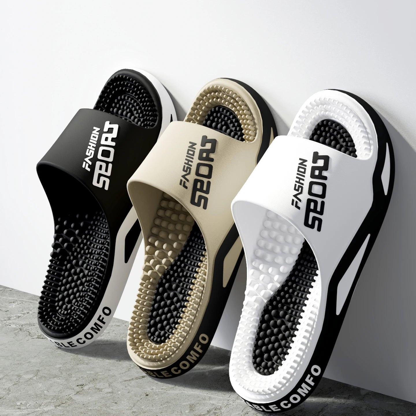 Non-slip Outdoor Men Slippers Massage Particles Soft Comfortable