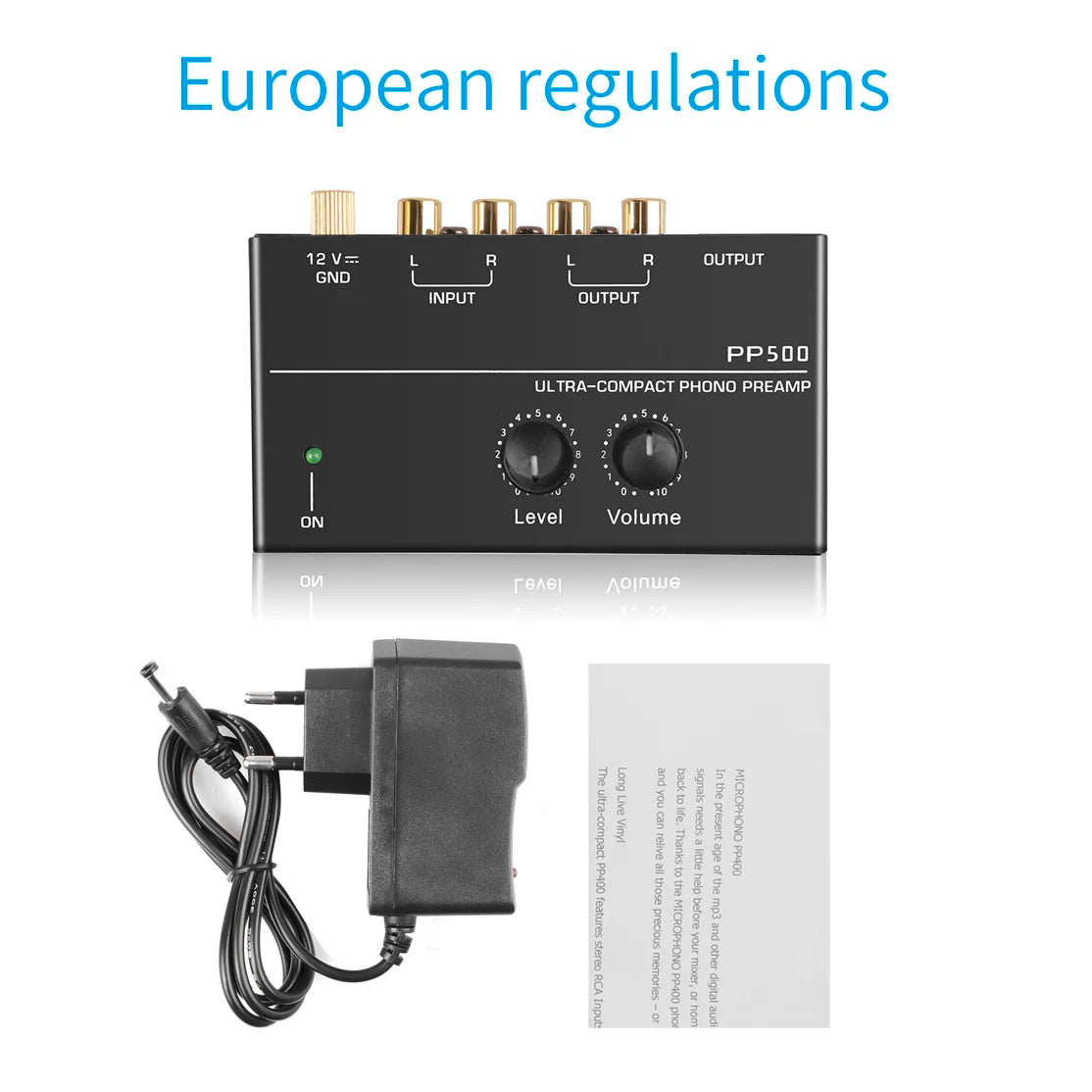 Ultra-compact Phono Preamp Pre Amp Preamplifier Level Volume Control Zpaxo EU Adapter