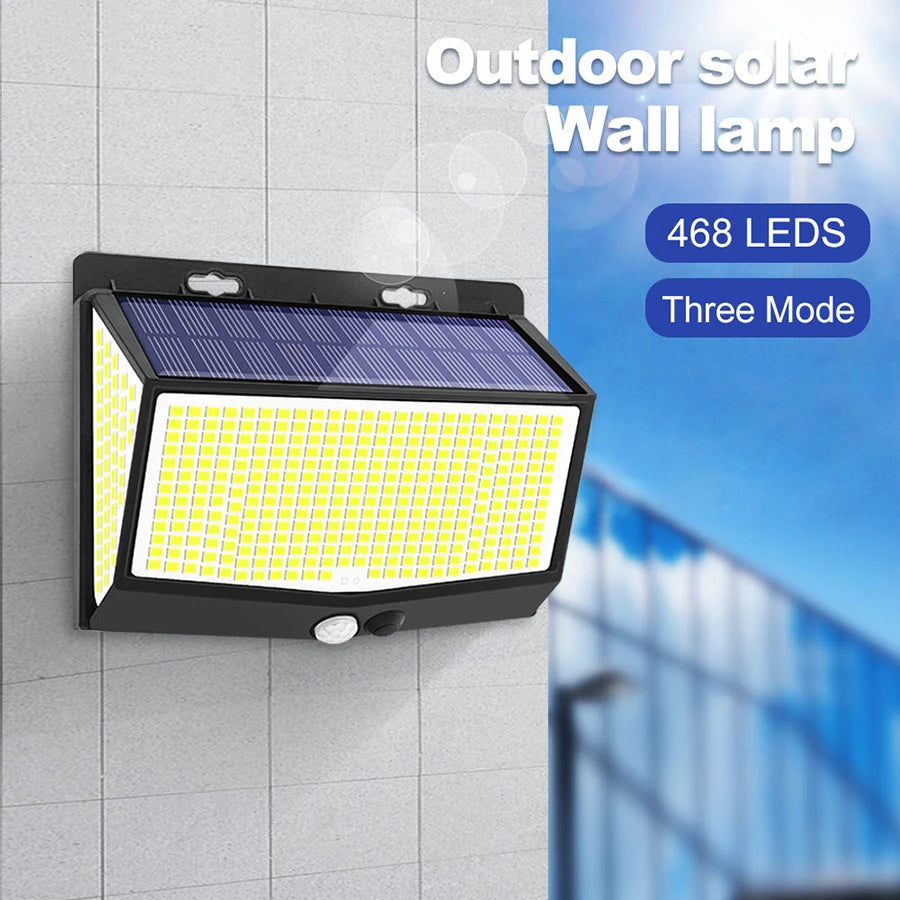 Outdoor Solar Light 468/208/138 LED Outdoor Solar Light LED Solar Security Lights Garden Waterproof 3 Modes Wall Lamp Fence Yard Zpaxo
