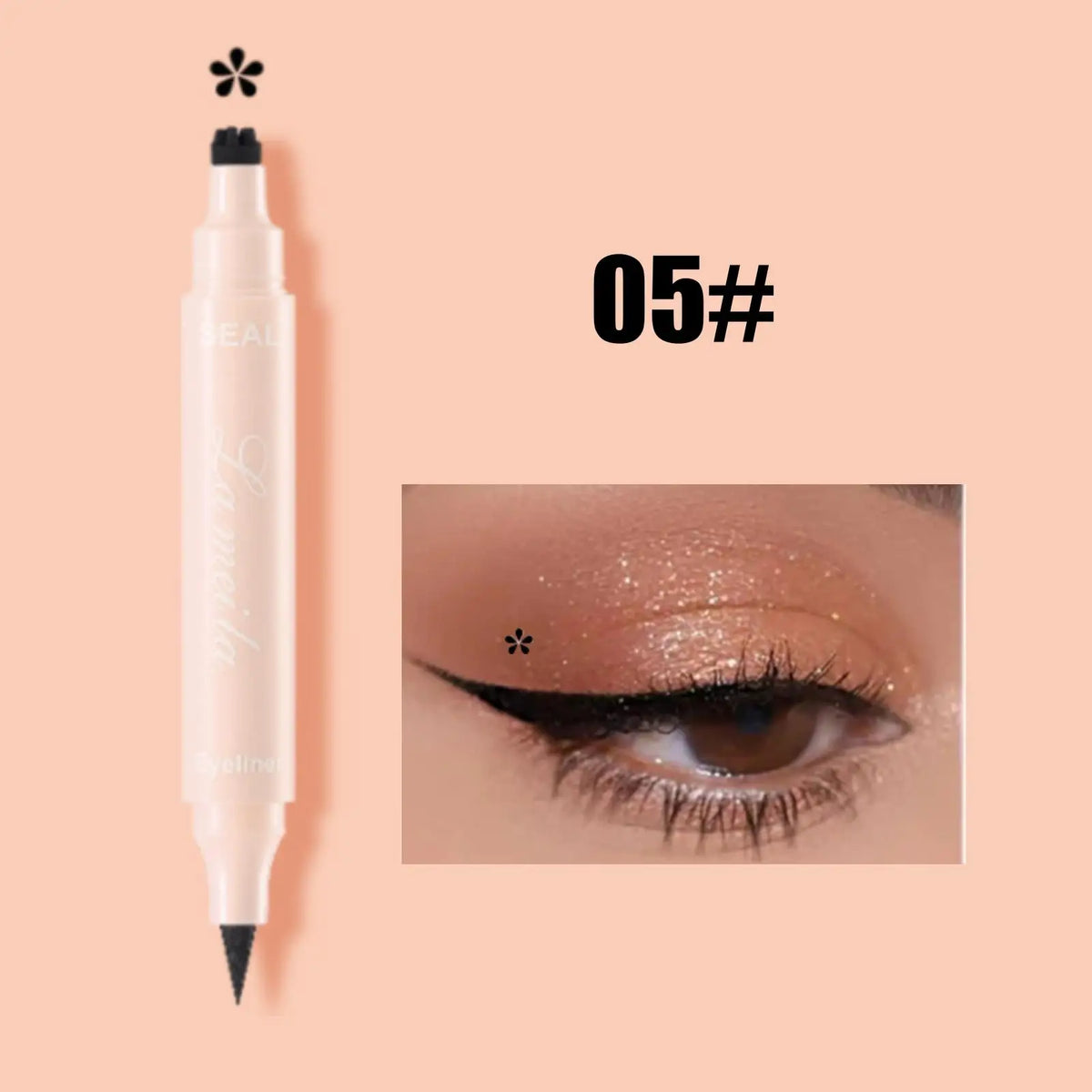 1PC 2 in 1 Eyeliner Stamp Pencil Waterproof Double-ended Black Liquid Eye Liner Pen Quick Dry Triangle Seal Eye Liner Make Up Zpaxo 05