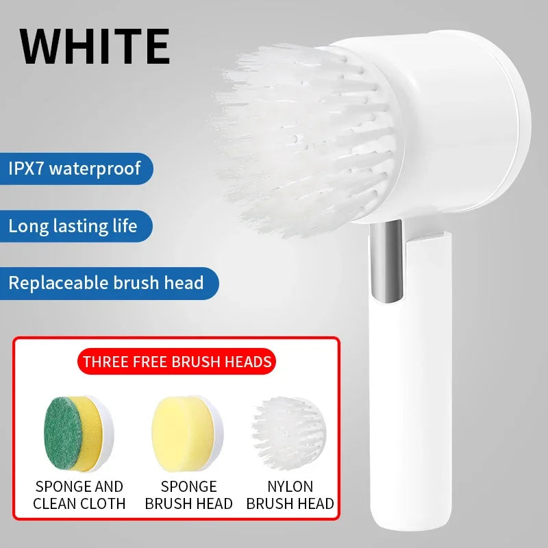 Wireless Handheld Electric dishwasher Kitchen Rechargeable Electric Cleaning Brush Bathroom Tile Professional cleaning Machine Zpaxo WHITE