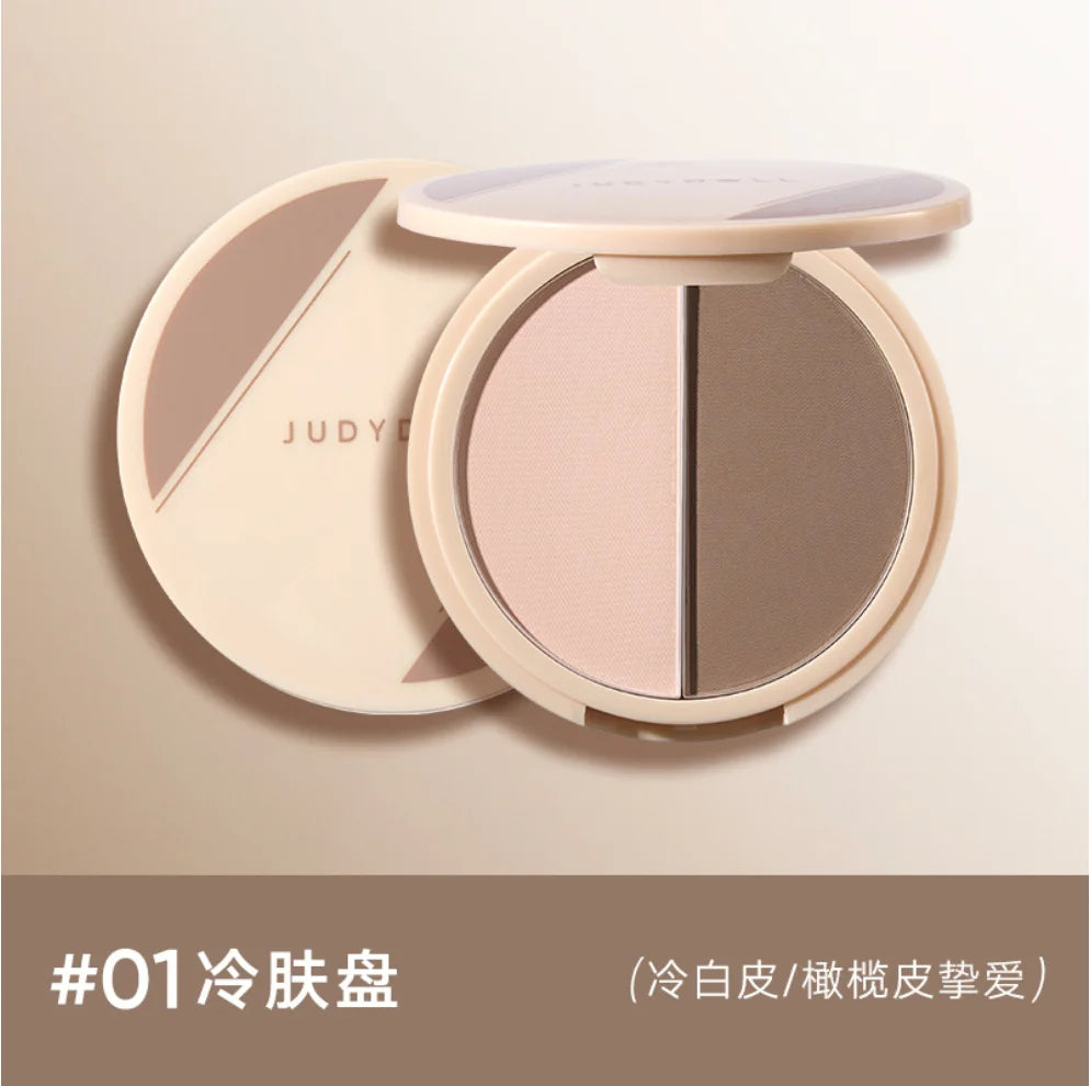 JUDYDOLL Two-tone Contouring Palette Face Shadow Powder Highlighter Zpaxo 01 High and Cont