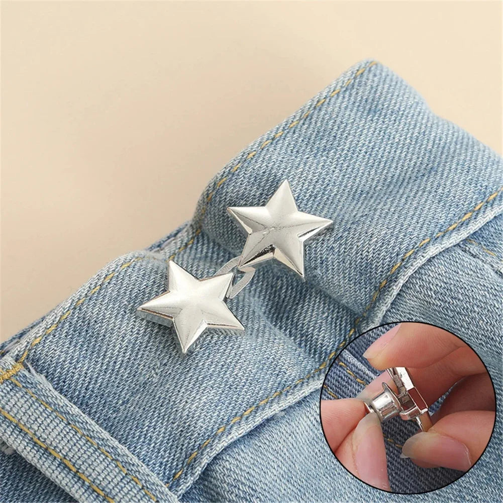 1 Pair Jeans Button Adjustable Clips for Pant Skirts Waist Tightener Buckle Snap Button Adjuster Pants Pin Retractable Button Zpaxo