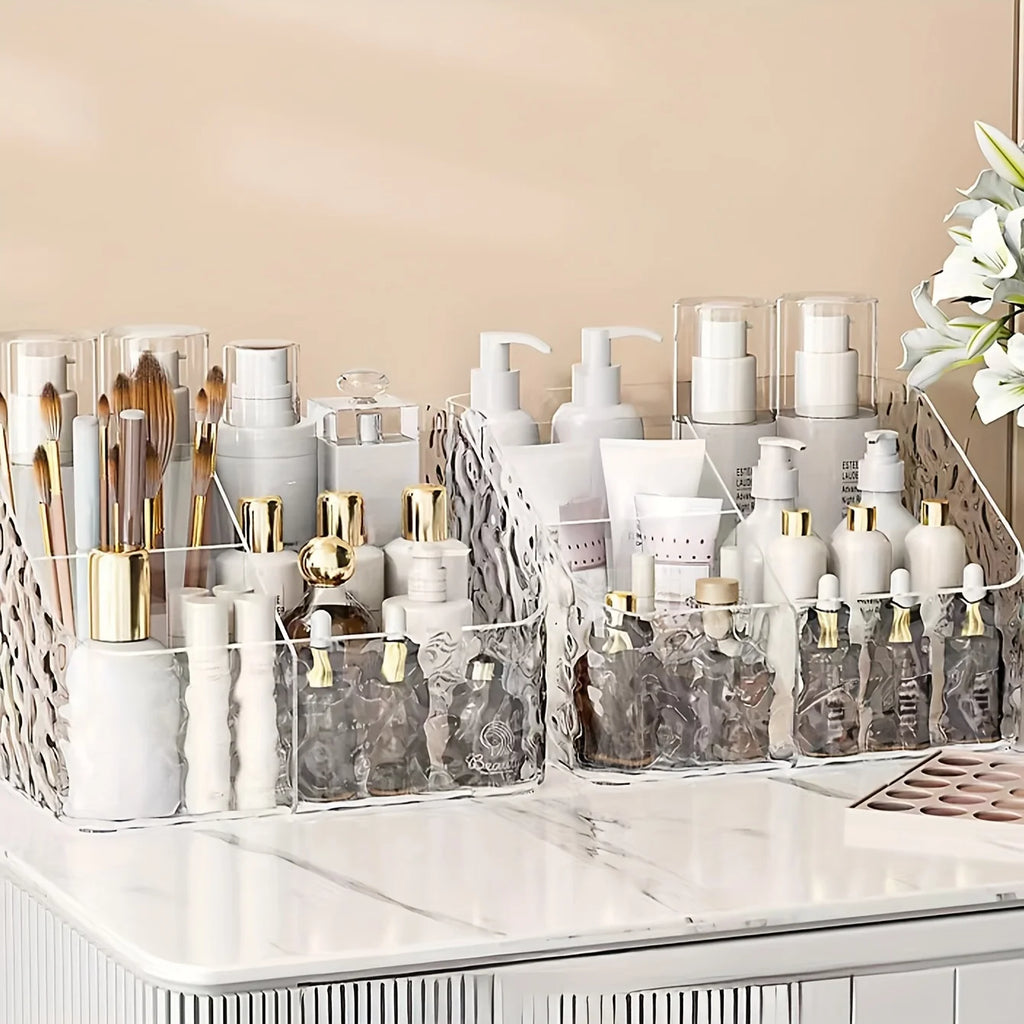 4-Compartment Clear Acrylic Makeup & Desk Organizer Storage Box Acrylic Desk Organizer Zpaxo