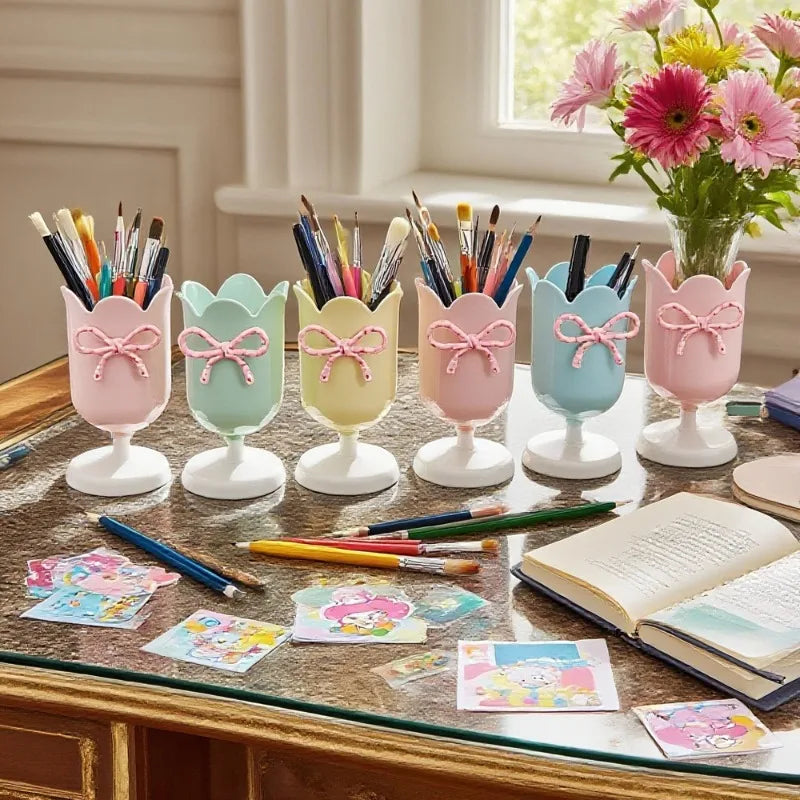 Tulip Pen Holder & Vase – Cute Floral Desk Organizer for Kids Decorative Pen Holder Zpaxo