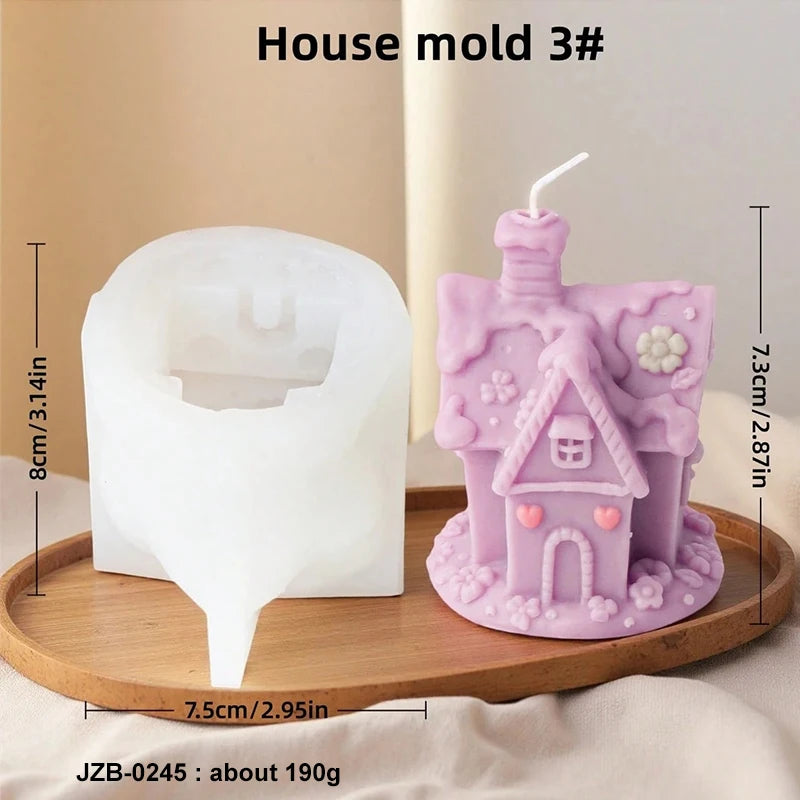 3D Christmas House Candle Silicone Mold Gingerbread House Aroma Soap Gypsum Plaster Crafts Mold Home Decor Christmas Gift Zpaxo JZB-0245