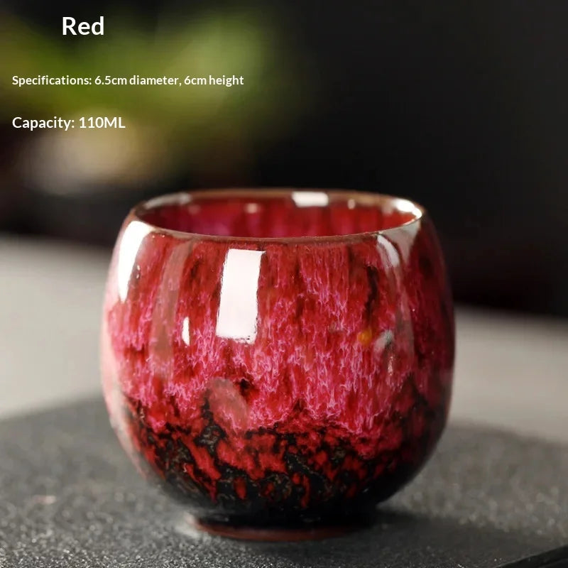 Ceramic Kung Fu Tea Set Made From Kiln Transformed Tea Cups, Tianmu Glazed Cups, Tasting Cups, Egg Shaped Small Tea Bowls Zpaxo 110ML 06